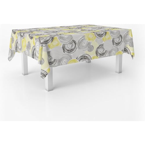 ECOMMERC3 Wachstuch, rechteckig, Größe 100 x 140 cm, Stil, Haltbarkeit und einfache Reinigung für Ihren Tisch – fleckenabweisende und wasserdichte Wachstuch-Tischdecke, Gelb von ECOMMERC3
