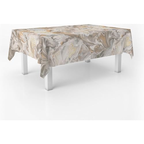 ECOMMERC3 Wachstuch, rechteckig, Größe 100 x 140 cm, Stil, Haltbarkeit und einfache Reinigung für Ihren Tisch – fleckenabweisende und wasserdichte Wachstuch-Tischdecke, Gold von ECOMMERC3