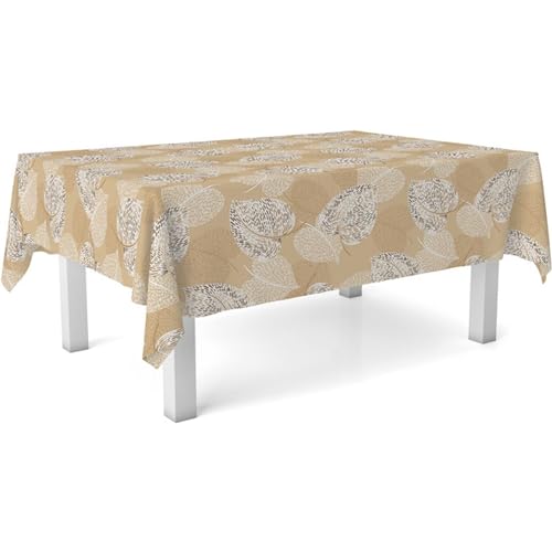 ECOMMERC3 Wachstuch, rechteckig, Größe 220 x 140 cm, Stil, Haltbarkeit und einfache Reinigung für Ihren Tisch – Wachstuch-Tischdecke, schmutzabweisend und wasserdicht, Beige von ECOMMERC3