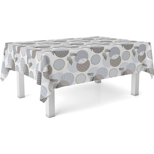 ECOMMERC3 Fleckabweisende Tischdecke für runden Tisch, Größe 140, rund | Schmutzabweisende Tischdecke, extra weich und wasserdicht, Lens Weiss von ECOMMERC3