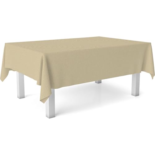 ECOMMERC3 Wachstuch-Tischdecke, Größe 100 x 140 cm, fleckenabweisend, Beige, 100, Durchdringen von Flüssigkeiten von ECOMMERC3