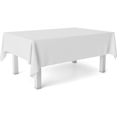 ECOMMERC3 Wachstuch-Tischdecke, Größe 100 x 140 cm, fleckenabweisend, weiß, 100, Durchdringen von Flüssigkeiten, Weißer TER von ECOMMERC3