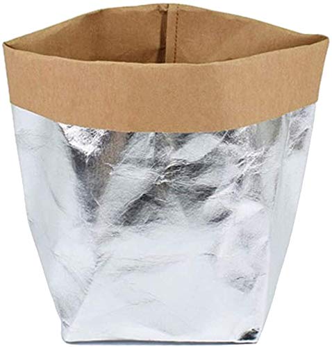 ECOSWAY Wiederverwendbar Waschbar Kraftpapier Tasche Pflanze Blumen Töpfe Multifunktion Heim Aufbewahrungstasche - Silbern, 8X8X15CM ECOSWAY Wiederverwendbar Waschbar Kraftpapier Tasche Pflanze Blumen Töpfe Multifunktion Heim Aufbewahrungstasche - Silbern, 8X8X15CM von ECOSWAY