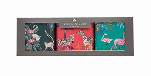 Sara Miller Tahiti Set mit 3 quadratischen Vorratsdosen Lemur Flamingo Zebra von Elite tins