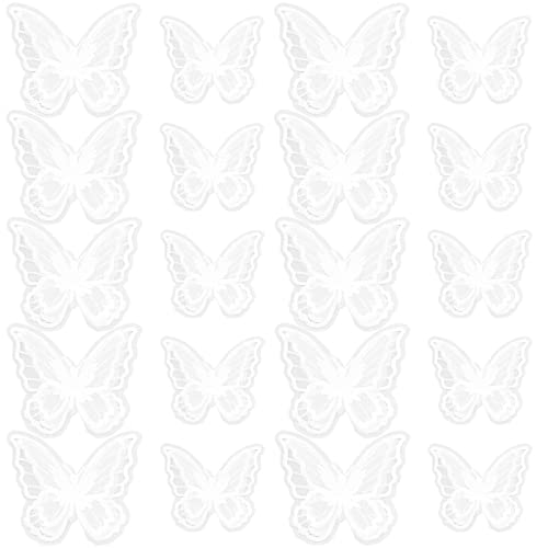 ECSiNG 20 Stücke Schmetterling Applikationen mit Spitze Doppelschichten Schmetterling Stickerei In 2 Verschiedenen Größen Kleidung Zubehör für DIY Handwerk Weiß von ECSiNG