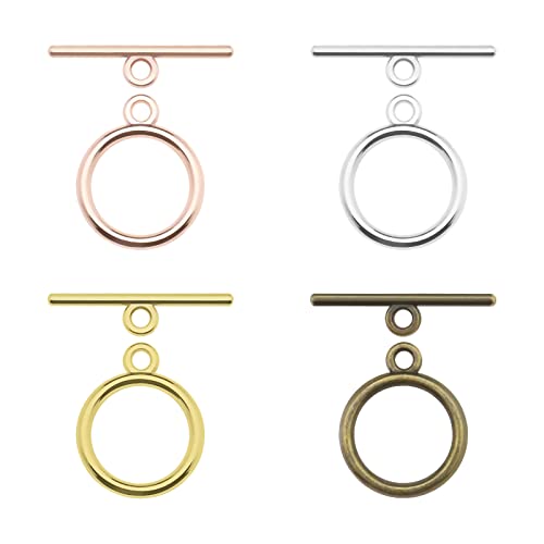 ECSiNG 4 Stück mit 80 Sets Knebelverschluss Metall Rund Knebelverschluss T-Bar Verschluss Schmuckzubehör für DIY Schmuckherstellung Halsketten Armbänder ECSiNG 4 Stück mit 80 Sets Knebelverschluss Metall Rund Knebelverschluss T-Bar Verschluss Schmuckzubehör für DIY Schmuckherstellung Halsketten Armbänder von ECSiNG