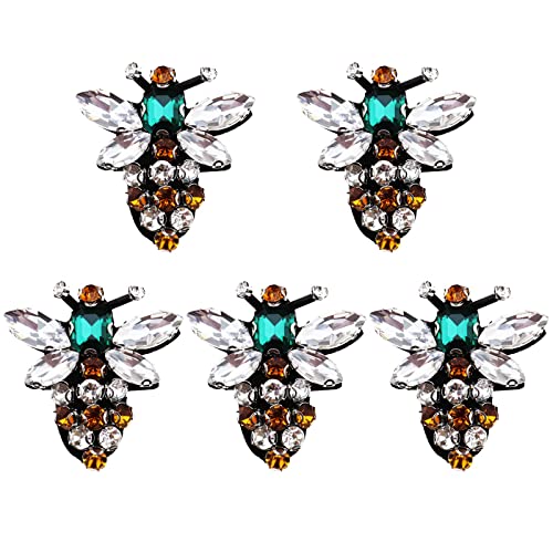 ECSiNG 5 Stück Biene Strass Applikation Nähen Patch Insekten Abzeichen Verschönerung Dekoration für Kleidung Hüte Rucksäcke DIY Reparatur von ECSiNG