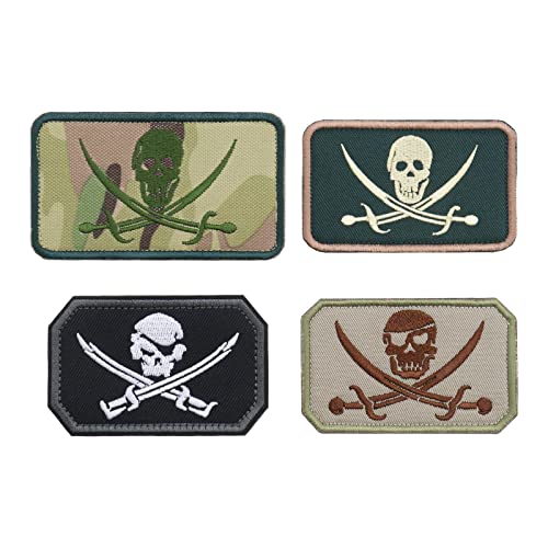 ECSiNG Piratenflaggen-Patch, Totenkopf- und Kreuzschwert, Jolly Roger, taktische Moral, Klettverschluss, bestickt, für Rucksack, Jacke, Hut, 4 Stück ECSiNG Piratenflaggen-Patch, Totenkopf- und Kreuzschwert, Jolly Roger, taktische Moral, Klettverschluss, bestickt, für Rucksack, Jacke, Hut, 4 Stück von ECSiNG