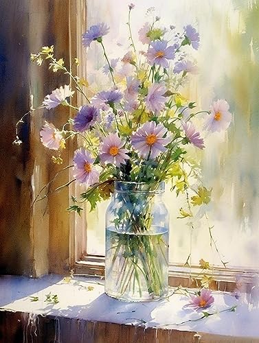 5D Diamant Painting Kit, Schöne Blumen in einer Fensterbankvase,H Diamond Painting Bilder, DIY Diamant Malerei Kinder Erwachsene Diamant Painting Bilder für Wanddekoration zu Hause 5D Diamant Painting Kit, Schöne Blumen in einer Fensterbankvase,H Diamond Painting Bilder, DIY Diamant Malerei Kinder Erwachsene Diamant Painting Bilder für Wanddekoration zu Hause von ECUCU