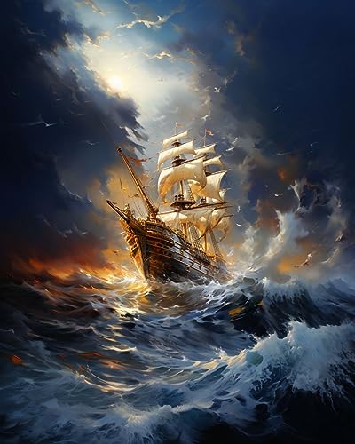 ECUCU Diamond Painting Bilder, Segelschiff segelt auf See,R DIY 5D Diamond Painting Set mit Diamond Painting Zubehör Malen Nach Zahlen Erwachsene Kinder für Home Wall Décor ECUCU Diamond Painting Bilder, Segelschiff segelt auf See,R DIY 5D Diamond Painting Set mit Diamond Painting Zubehör Malen Nach Zahlen Erwachsene Kinder für Home Wall Décor von ECUCU