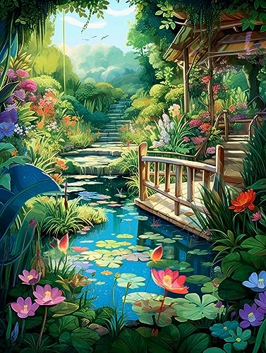 ECUCU Kreuzstich Stickpackungen Vorgedruckt, Pond Flower Garden Cottage,G, Kreuzstich-Stickset, komplette Auswahl an vorgedruckten Starter-Sets für Anfänger ECUCU Kreuzstich Stickpackungen Vorgedruckt, Pond Flower Garden Cottage,G, Kreuzstich-Stickset, komplette Auswahl an vorgedruckten Starter-Sets für Anfänger von ECUCU