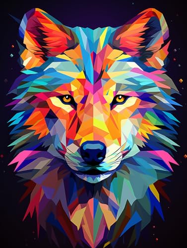 ECUCU Kreuzstich Stickpackungen Vorgedruckt, Tierwolf-Farbmalereimuster,E,50 * 70cm Sticken Set Erwachsene Kreuzstich Bild,Sticken Set Anfänger für Wandkunst-Heimdekoration ECUCU Kreuzstich Stickpackungen Vorgedruckt, Tierwolf-Farbmalereimuster,E,50 * 70cm Sticken Set Erwachsene Kreuzstich Bild,Sticken Set Anfänger für Wandkunst-Heimdekoration von ECUCU