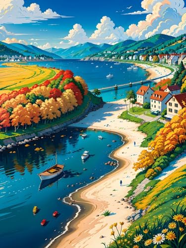 ECUCU Kreuzstich Stickpackungen Vorgedruckt Set Erwachsene, Autumn Seaside Town, J, Vorgedruckt Kreuzstich Stickpackung Sticken Set für Erwachsene Anfänger Cross Stitch ECUCU Kreuzstich Stickpackungen Vorgedruckt Set Erwachsene, Autumn Seaside Town, J, Vorgedruckt Kreuzstich Stickpackung Sticken Set für Erwachsene Anfänger Cross Stitch von ECUCU
