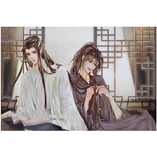 ECUCU Vorgedruckt Stickbild Stickvorlage Cross Stitch Cartoon Anime Stickerei Wei Wuxian und Lan Zhan vorgedrucktes Kreuzstichset, 30 * 40 cm für Anfänger Home Decor von ECUCU