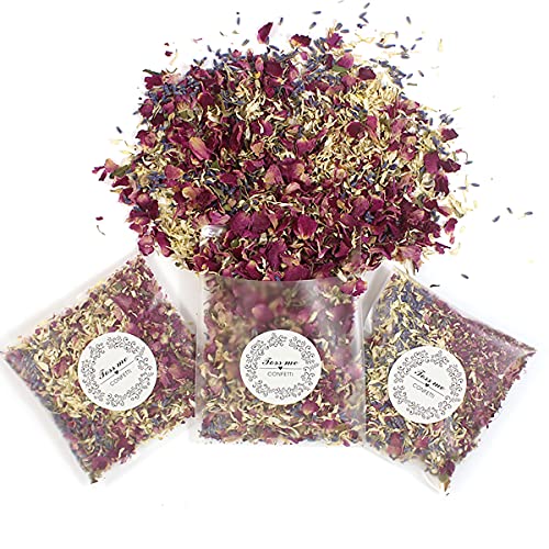 ECYC 12 Packungen Natürliches Hochzeitskonfetti, das getrocknete Blütenblätter wirft, biologisch abbaubare Rosenblütenkonfetti-Hochzeitsparty-Dekoration von ECYC