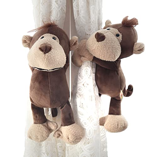 ED-Lumos 2Pcs Affen Vorhänge Tiebacks Tiere gefüllt Cartoon Vorhang Ringe mit elastischen Knopf für Kinder Schlafzimmer Dekoration von ED-Lumos