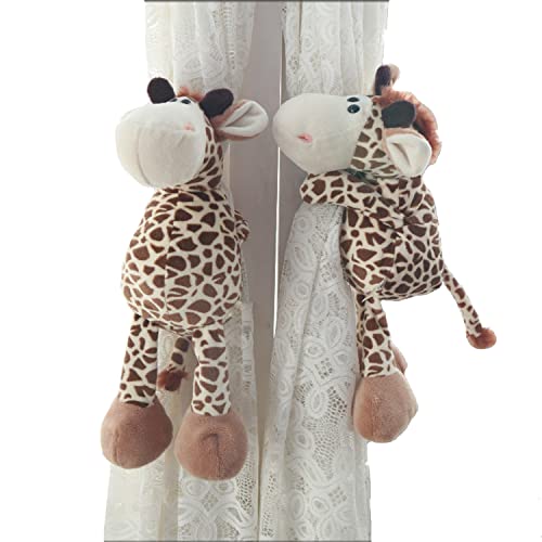 ED-Lumos 2Pcs Giraffe Vorhänge Tiebacks Tiere gefüllt Cartoon Vorhang Ringe mit elastischen Knopf für Kinder Schlafzimmer Dekoration von ED-Lumos