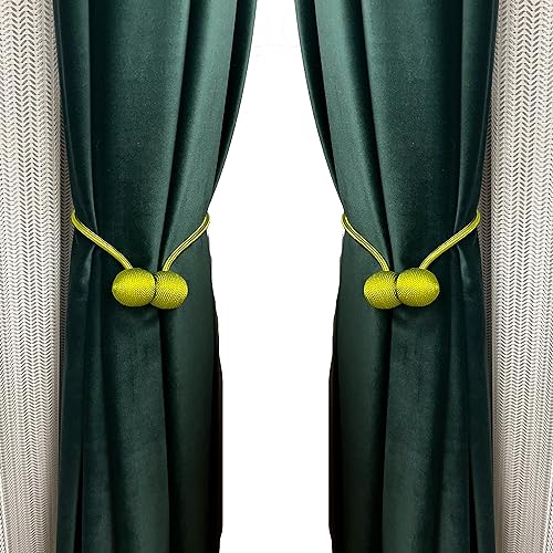 ED-Lumos 2Pcs Vorhänge Raffhalter Magnetischer Grün Vorhang Ringe mit Seil für Kinder Schlafzimmer Dekoration von ED-Lumos