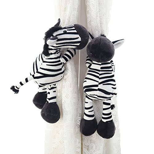 ED-Lumos 2Pcs Zebra Vorhänge Tiebacks Tiere ausgestopft Cartoon Vorhang Ringe mit elastischen Knopf für Kinder Schlafzimmer Dekoration von ED-Lumos