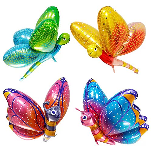 ED-Lumos 4Pcs Luftballons Riese Schmetterling Libelle Tiere Set für Kinder Geburtstag Party Dekoration Geschenk von ED-Lumos