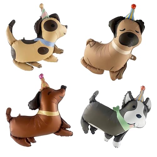 ED-Lumos Hunde Folienballon Set Husky Dalmatiner Dackel Mops Niedliche Hundeparty-Dekorationen für Kindergeburtstag 4 Stück ED-Lumos Hunde Folienballon Set Husky Dalmatiner Dackel Mops Niedliche Hundeparty-Dekorationen für Kindergeburtstag 4 Stück von ED-Lumos