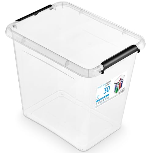 EDANTI Aufbewahrungsbox Mit Deckel Clips Organizer Badezimmer Küche Büro Schubladenbox Frischhaltedosen Sortierbox Medikamenten Aufbewahrung Sortimentskasten Plastikbox Klein Transparent (30 l) von EDANTI