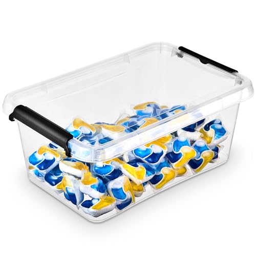 EDANTI Aufbewahrungsbox Mit Deckel Clips Organizer Badezimmer Küche Büro Schubladenbox Frischhaltedosen Sortierbox Medikamenten Aufbewahrung Sortimentskasten Plastikbox Klein Transparent (4,5l) von EDANTI