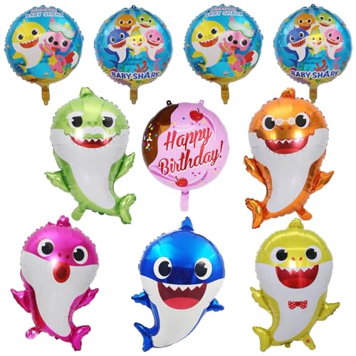 EDAPIN Babyhai-Partydekorationen, 5er-Pack Hai-Heliumballons 24 Zoll, geeignet für Ozean-Mottopartys, Unterwasserpartys, Babyhai-Familienthema-Geburtstage (ES4) von EDAPIN