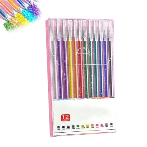 Implementarch-Stifte, Implementarch-Glitzer-Gelstifte-Set, Glitzer-Gelstifte-Sets for Malbücher for Erwachsene, Gelmarker-Set, Farbstifte for DIY-Projekte und Kunst(12colors+Refills) von EDAT