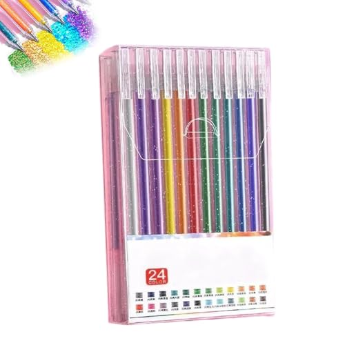 Implementarch-Stifte, Implementarch-Glitzer-Gelstifte-Set, Glitzer-Gelstifte-Sets for Malbücher for Erwachsene, Gelmarker-Set, Farbstifte for DIY-Projekte und Kunst(24colors+Refillss) von EDAT