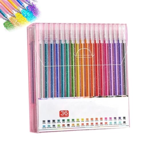 Implementarch-Stifte, Implementarch-Glitzer-Gelstifte-Set, Glitzer-Gelstifte-Sets for Malbücher for Erwachsene, Gelmarker-Set, Farbstifte for DIY-Projekte und Kunst(36colors+Refills) von EDAT