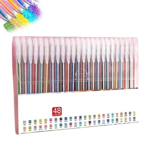 Implementarch-Stifte, Implementarch-Glitzer-Gelstifte-Set, Glitzer-Gelstifte-Sets for Malbücher for Erwachsene, Gelmarker-Set, Farbstifte for DIY-Projekte und Kunst(48colors+Refills) von EDAT