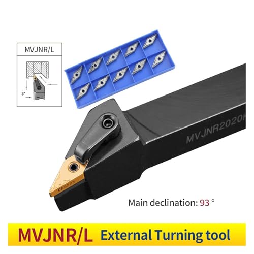 EDEDE Drehmeißel Set, 1PCS MVJNR2020K16 MVJNR1616K16 MVJNR2525M16 Externe Drehen Werkzeug Halter VNMG Hartmetall Einsätze MVJNR Drehmaschine Schneiden Werkzeuge Set(VNMG160408-TM,NO Cutter bar) von EDEDE