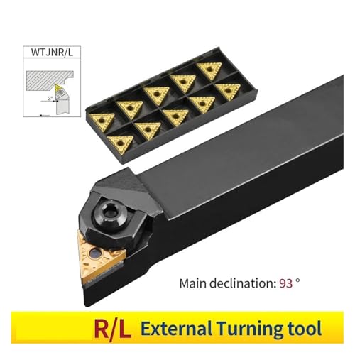 EDEDE Drehmeißel Set, 1pc WTJNR2020K16 WTJNR 1616H16 WTJNR2525M16 Externe Triangul Drehen Werkzeug Halter Hartmetall Einsätze Drehmaschine Schneiden Werkzeuge Set(TNMG160404-TM,WTJNL3232P16) von EDEDE