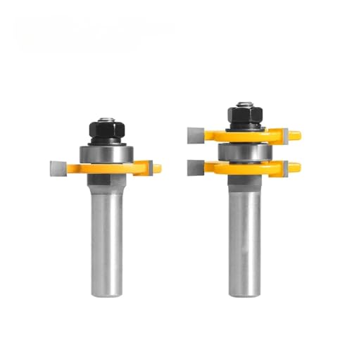 EDEDE Drehmeißel Set, 2PCS 47MM 3 Zähne 3 Klinge T-förmigen 1/4 Griff Cutter Router Bit Holz Fräser for Holz Gesicht Mühle(L) von EDEDE