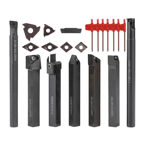 EDEDE Drehmeißel Set, 8mm 10mm 12mm 16mm Schaft Drehmaschine Drehwerkzeughalter Bohrstange Drehmaschine Werkzeug Drehmaschine Cutter CNC Metall Drehstangenhalter und Einsätze(12mm B) von EDEDE