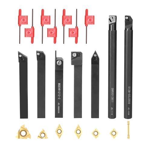 EDEDE Drehmeißel Set, 8mm 10mm 12mm 16mm Schaft Drehmaschine Drehwerkzeughalter Bohrstange Drehmaschine Werkzeug Drehmaschine Cutter CNC Metall Drehstangenhalter und Einsätze(12mm C) von EDEDE