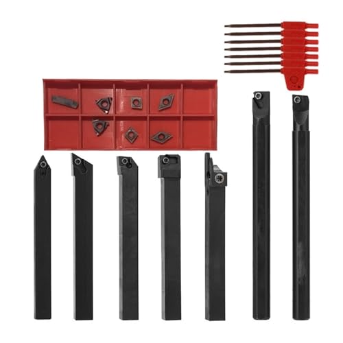 EDEDE Drehmeißel Set, Fräswerkzeughalter mit hoher Härte, schnelle Schnitteffizienz, Drehdorn mit Einsatz und Schraubenschlüssel, Drehwerkzeughalter(DLMT 1,3/8 10mm) von EDEDE
