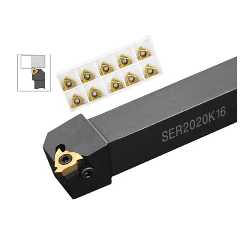 EDEDE Drehmeißel Set, SER1616H16 SER2020K16 SER2525M16 External Thread Turning Tools Lathe Cutter 16ER Carbide Inserts CNC Holder(SER2525M16,3.0PITCH_16ER H01(Aluminum)) von EDEDE