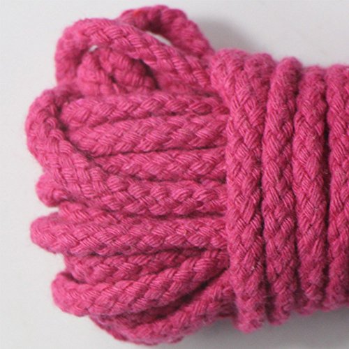 EDGEAM Baumwollkordel Geflochten Schnur Natur Baumwolle Seil 7mm breit Basteln Handwerk (5 Meter, Rosa) von EDGEAM