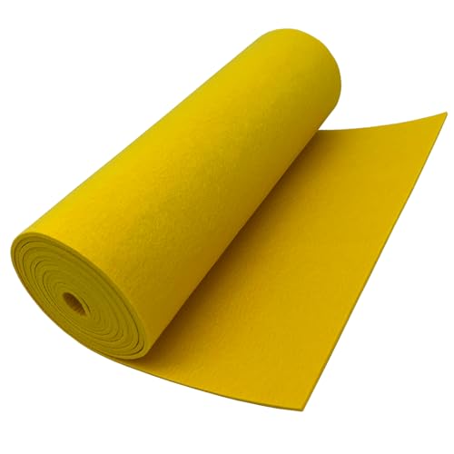 EDGEAM Filz Filzstoff Filzrolle 30cm x 250cm Bastelfilz Polyester Filz 3mm Dick für Filzunterlage Deko Filzmatte DIY Aufbewahrungstasche Patchwork Nähen Filz zum Basteln (Gelb, 30cm x 250cm) von EDGEAM