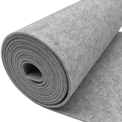 EDGEAM Filz Filzstoff Filzrolle 30cm x 250cm Bastelfilz Polyester Filz 3mm Dick für Filzunterlage Deko Filzmatte DIY Aufbewahrungstasche Patchwork Nähen Filz zum Basteln (Hellgrau, 30cm x 250cm) von EDGEAM