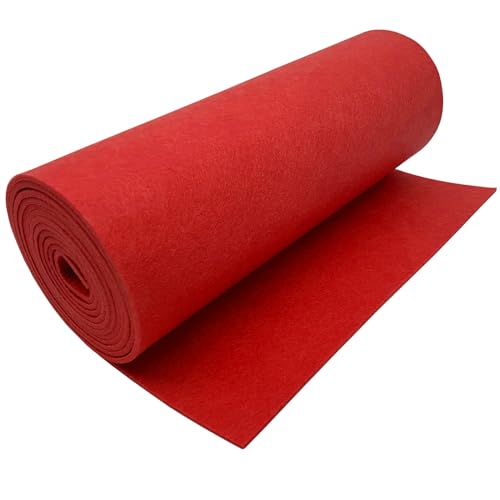 EDGEAM Filz Filzstoff Filzrolle 30cm x 250cm Bastelfilz Polyester Filz 3mm Dick für Filzunterlage Deko Filzmatte DIY Aufbewahrungstasche Patchwork Nähen Filz zum Basteln (Rot, 30cm x 250cm) von EDGEAM