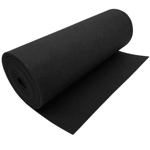 EDGEAM Filz Filzstoff Filzrolle 30cm x 250cm Bastelfilz Polyester Filz 3mm Dick für Filzunterlage Deko Filzmatte DIY Aufbewahrungstasche Patchwork Nähen Filz zum Basteln (Schwarz, 30cm x 250cm) von EDGEAM