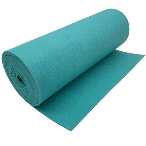 EDGEAM Filz Filzstoff Filzrolle 30cm x 250cm Bastelfilz Polyester Filz 3mm Dick für Filzunterlage Deko Filzmatte DIY Aufbewahrungstasche Patchwork Nähen Filz zum Basteln (Türkis, 30cm x 250cm) von EDGEAM