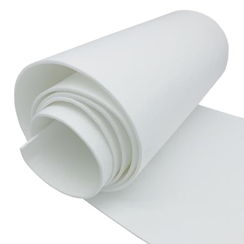 EDGEAM Filz Filzstoff Filzrolle 30cm x 250cm Bastelfilz Polyester Filz 3mm Dick für Filzunterlage Deko Filzmatte DIY Aufbewahrungstasche Patchwork Nähen Filz zum Basteln (Weiß, 30cm x 250cm) von EDGEAM