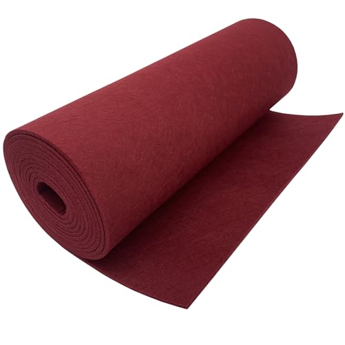 EDGEAM Filz Filzstoff Filzrolle 30x250cm Bastelfilz Polyester Filz 3mm Dick für Filzunterlage Deko Filzmatte DIY Aufbewahrungstasche Patchwork Nähen Filz zum Basteln (Burgunderrot, 30cm x 250cm) von EDGEAM