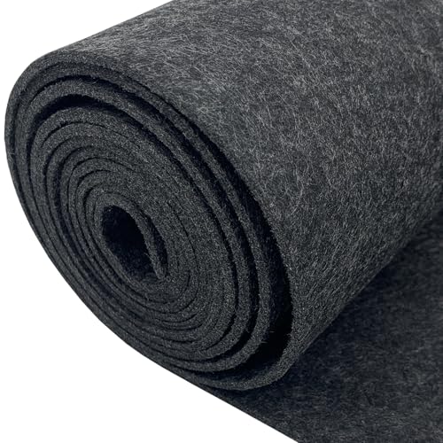 EDGEAM Filz Filzstoff Meterware 30cmx300cmx3mm Filzrolle Filzmatte Dekofilz für DIY Filzunterlage Taschenfilz Aufbewahrungstasche Nähen Stickfilz Filz zum Basteln (Dunkelgrau, 30cmx300cmx3mm) von EDGEAM