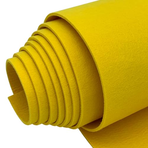 EDGEAM Filz Filzstoff Meterware 30cmx300cmx3mm Filzrolle Filzmatte Dekofilz für DIY Filzunterlage Taschenfilz Aufbewahrungstasche Nähen Stickfilz Filz zum Basteln (Gelb, 30cmx300cmx3mm) von EDGEAM