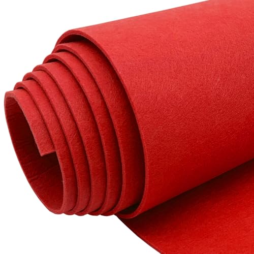 EDGEAM Filz Filzstoff Meterware 30cmx300cmx3mm Filzrolle Filzmatte Dekofilz für DIY Filzunterlage Taschenfilz Aufbewahrungstasche Nähen Stickfilz Filz zum Basteln (Rot, 30cmx300cmx3mm) von EDGEAM